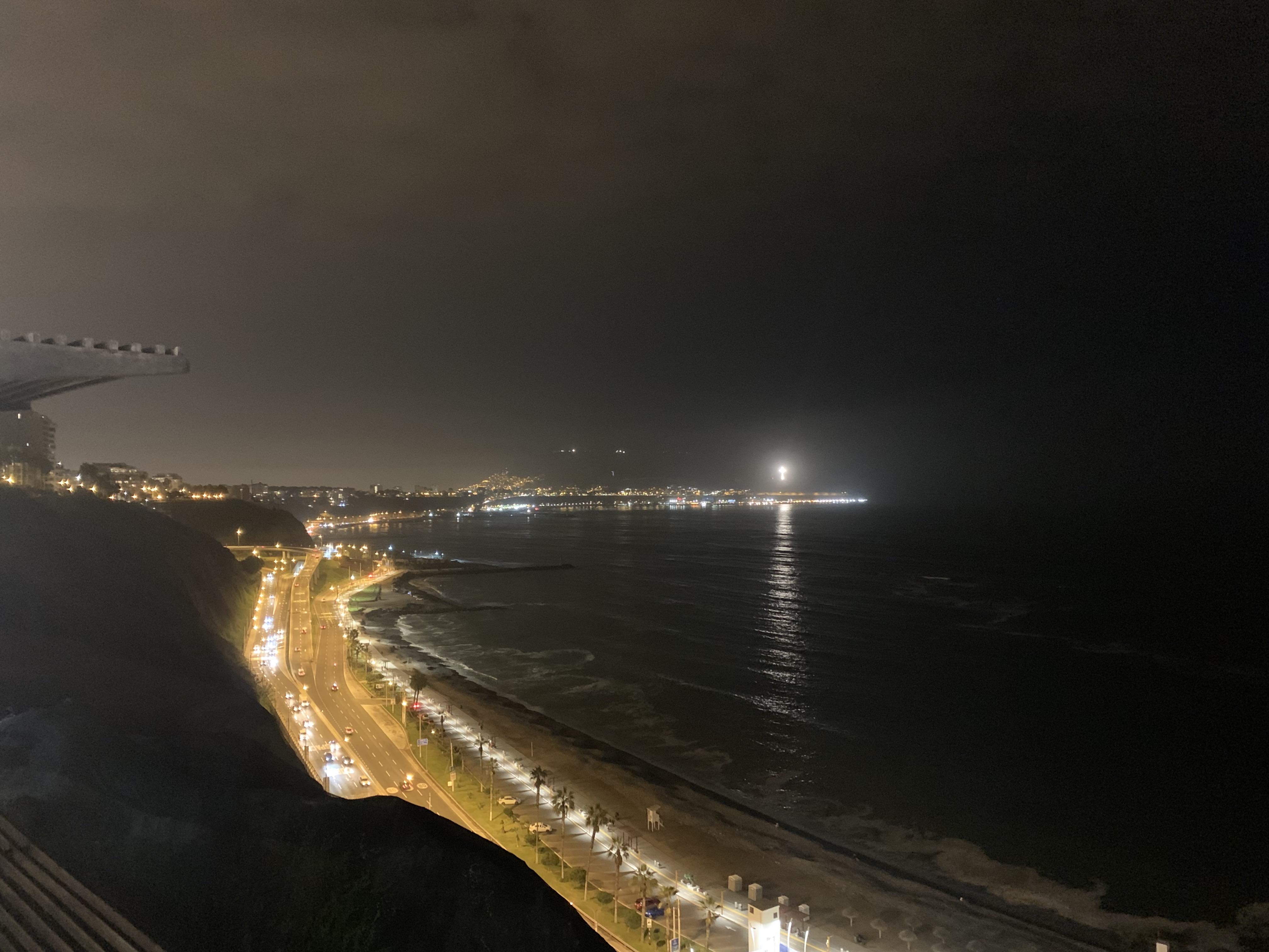 The view from Larcomar mall in Lima over scree cliffs